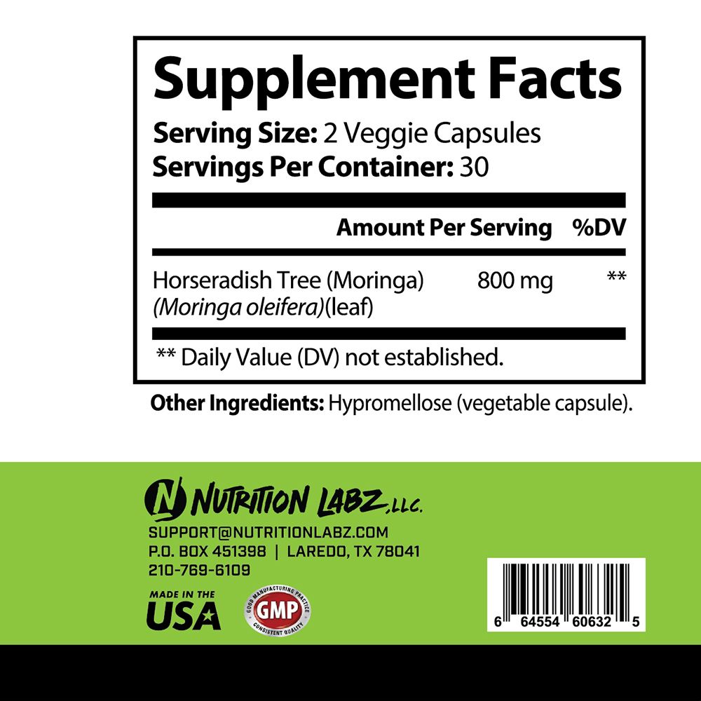 Moringa 800 mg Per Serving | 60 Veggie Capsules